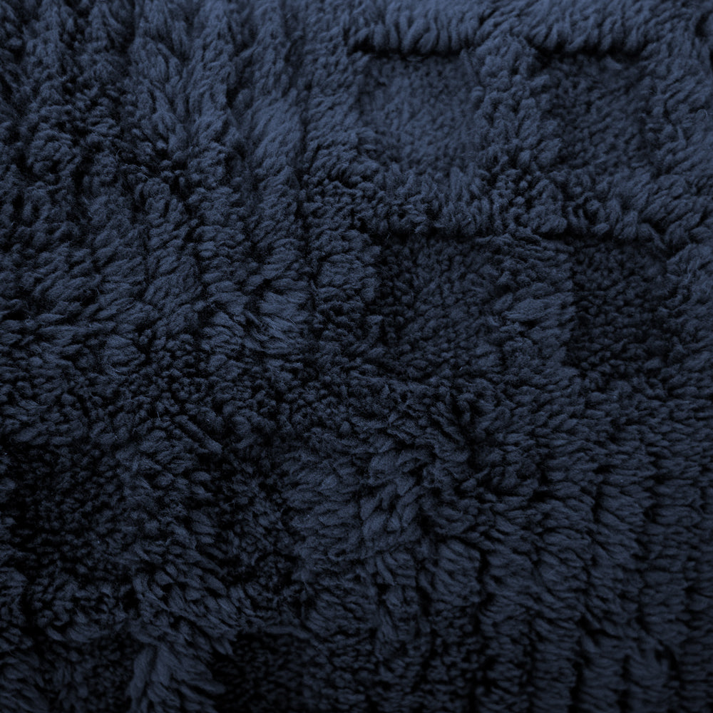 Lattice Sherpa Blanket Navy Double / Queen