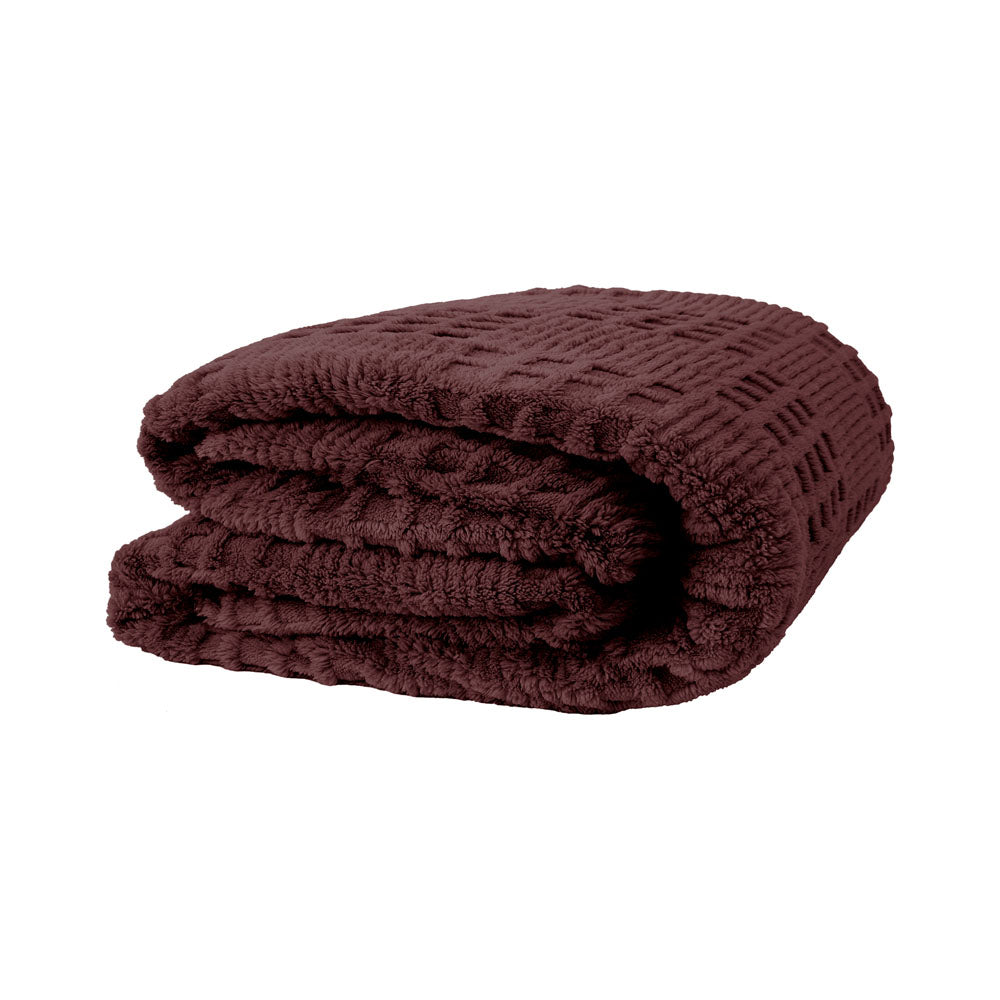 Lattice Sherpa Blanket Raisin Single - Bambury