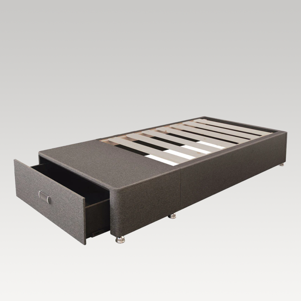 Drawer Bed Base - King Single 1x Drawer in Foot End (Dark Grey)
