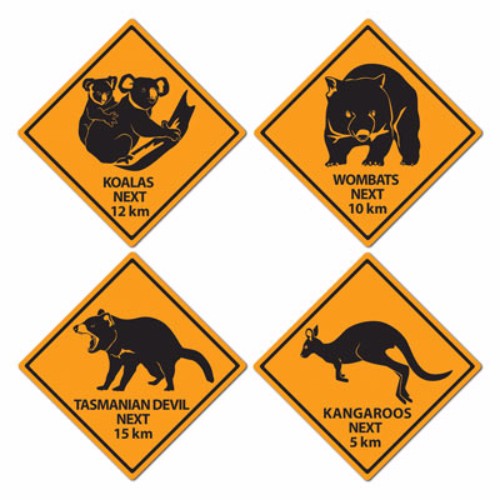 Cutouts Outback Road Signs - Pack of 4