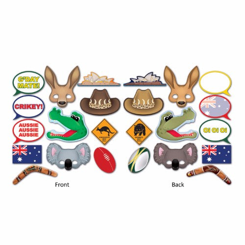 Photo Booth Props Australian Fun Signs - Pack of 12