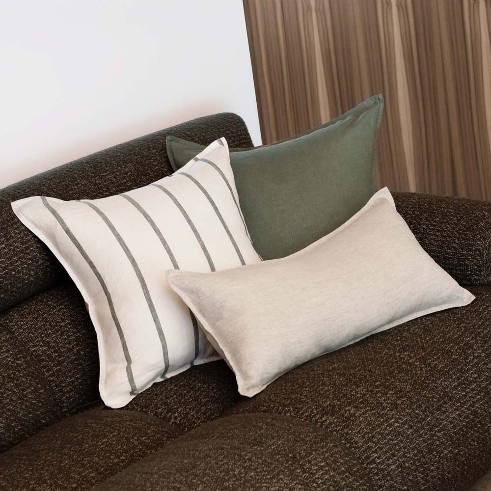 Linen Feather-Filled Rectangle Cushion 30 x 60cm Bambury - Natural