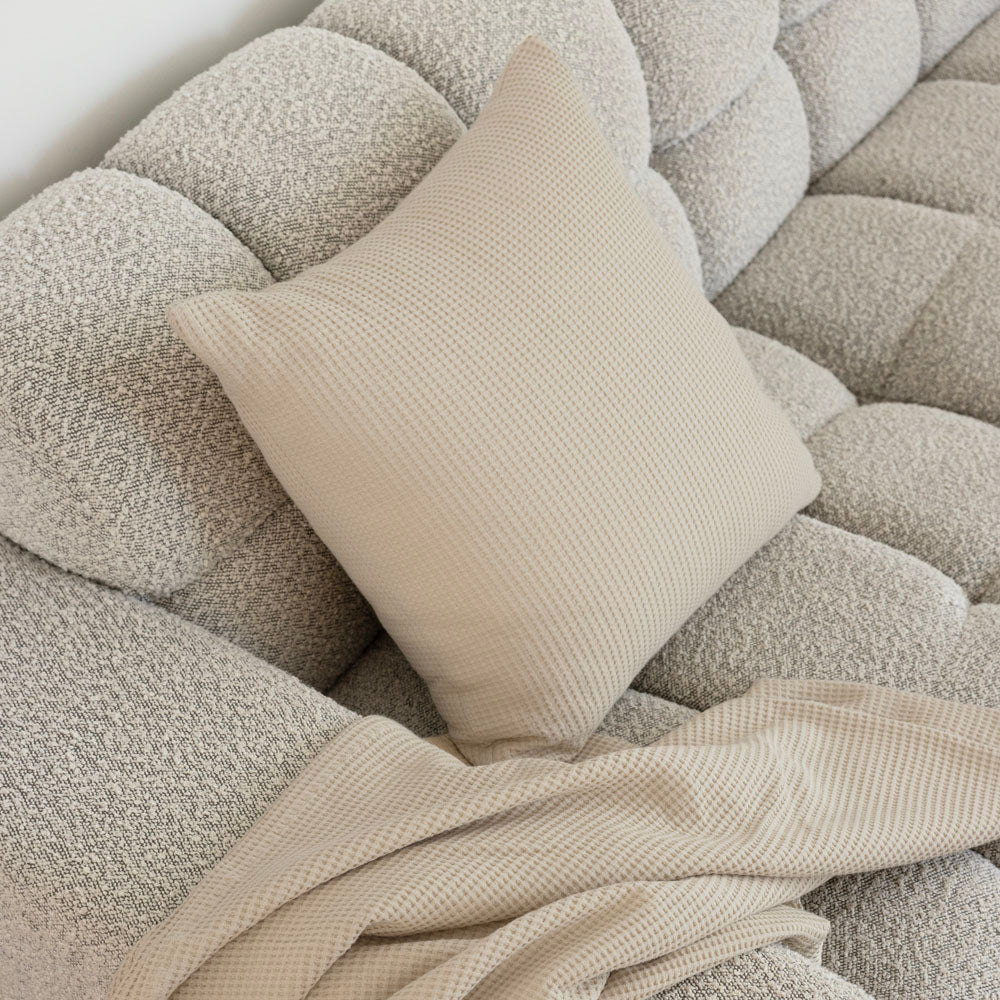 Milo Waffle Square Cushion Stone - Bambury