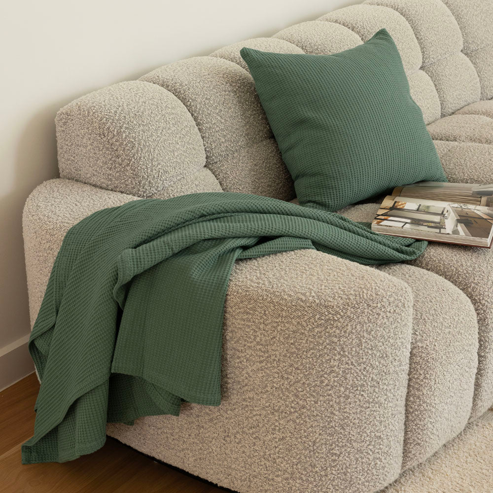 Milo Waffle Throw Juniper - Bambury