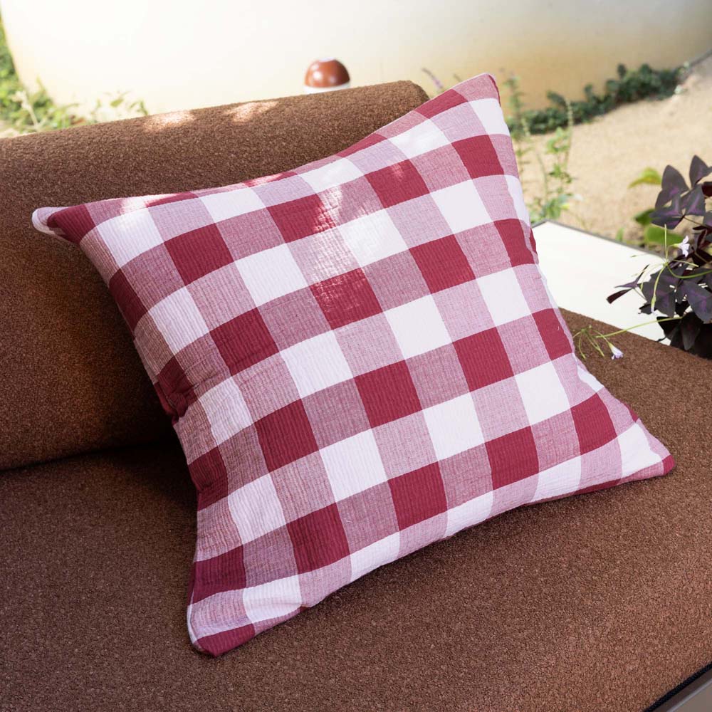 Willow Cotton Gauze Square Cushion 50 x 50cm Bambury - Berry