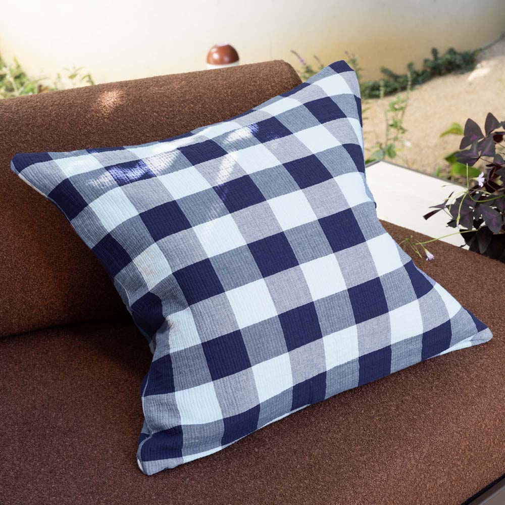 Willow Cotton Gauze Square Cushion 50 x 50cm Bambury - Blue