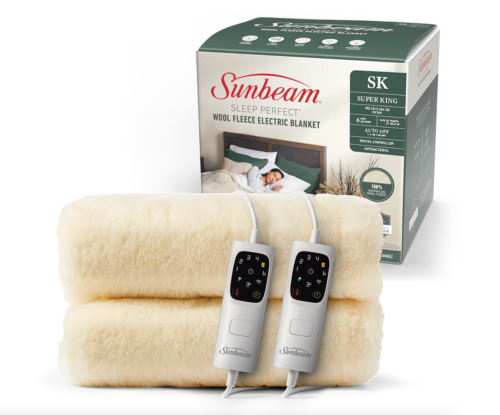 Electric Blanket - SLEEP PERFECT WOOL FLEECE - SUPER KING (180cm x 204cm)
