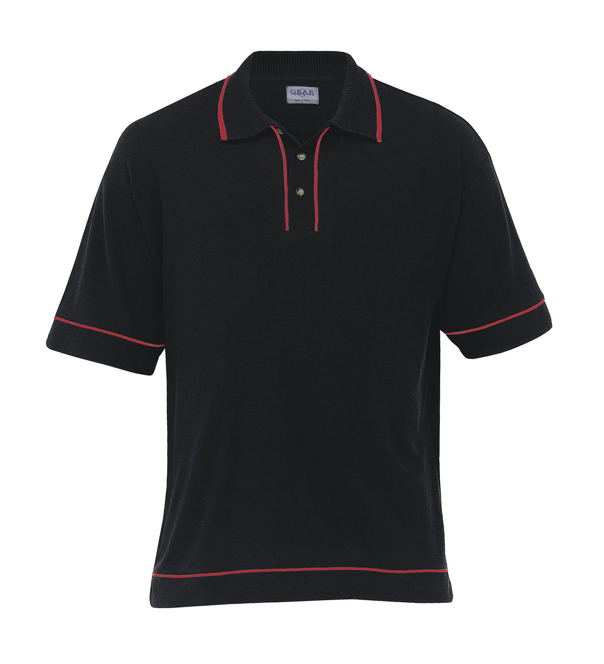 Retro Waffle Polo - Mens - black/red - 5XL