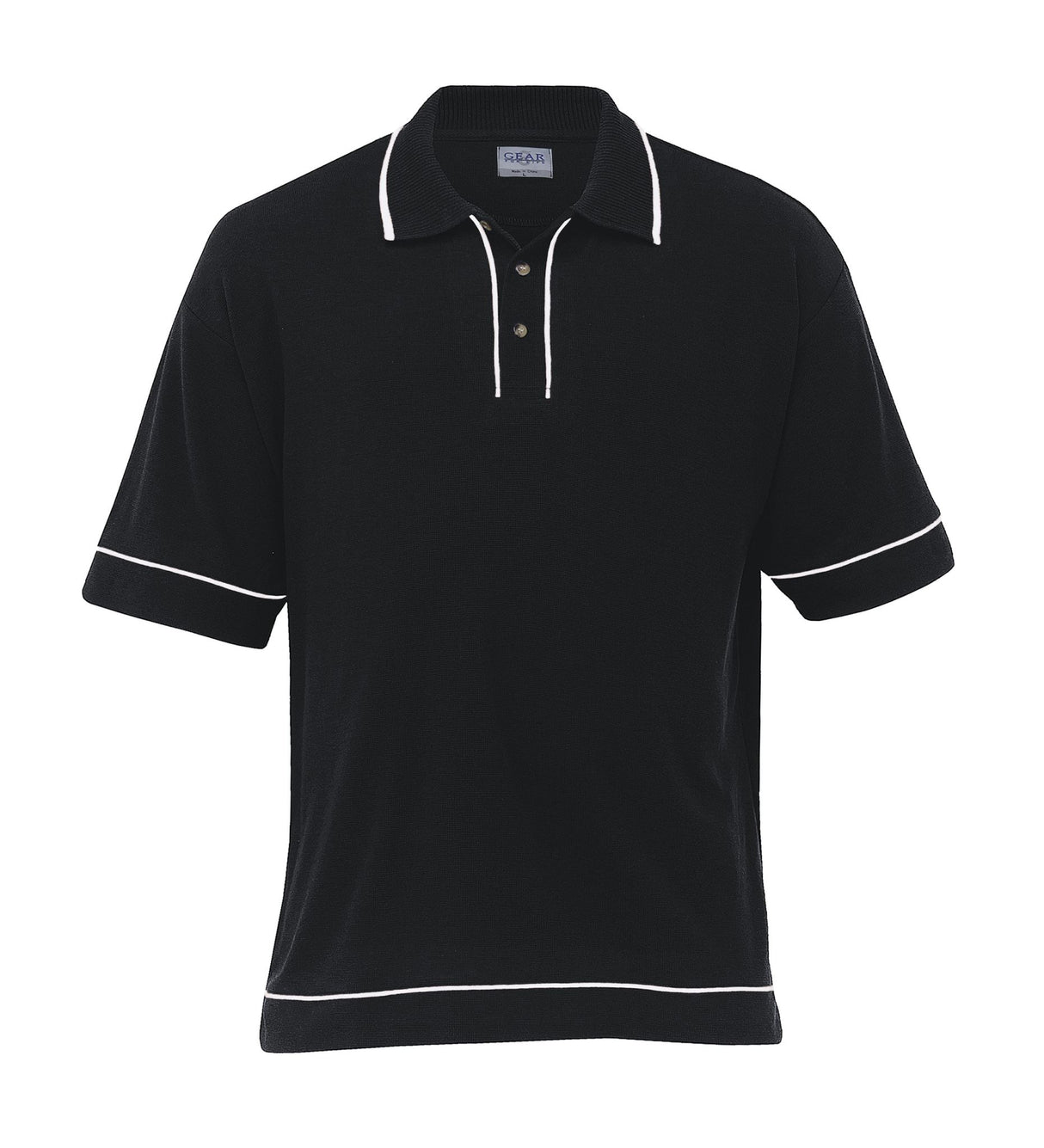 Retro Waffle Polo - Mens - black/white - XL