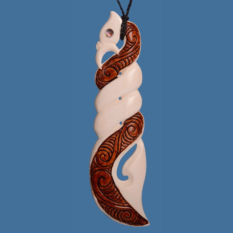 XL Bone Manaia Twist Pendant