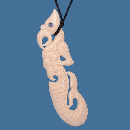 Pendant Necklace - Bone Manaia XL (3.4 x 13.8cm)