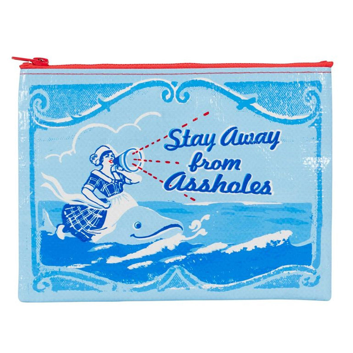 Blue Q Recycled Zipper Pouch - Stay Away Assholes