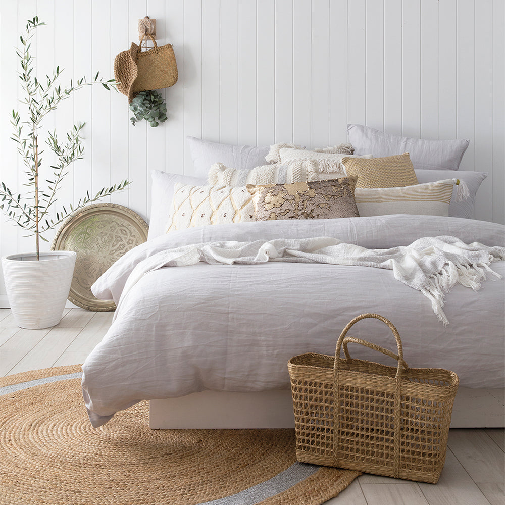 Super King Linen Quilt / Duvet Cover Set Silver- Bambury