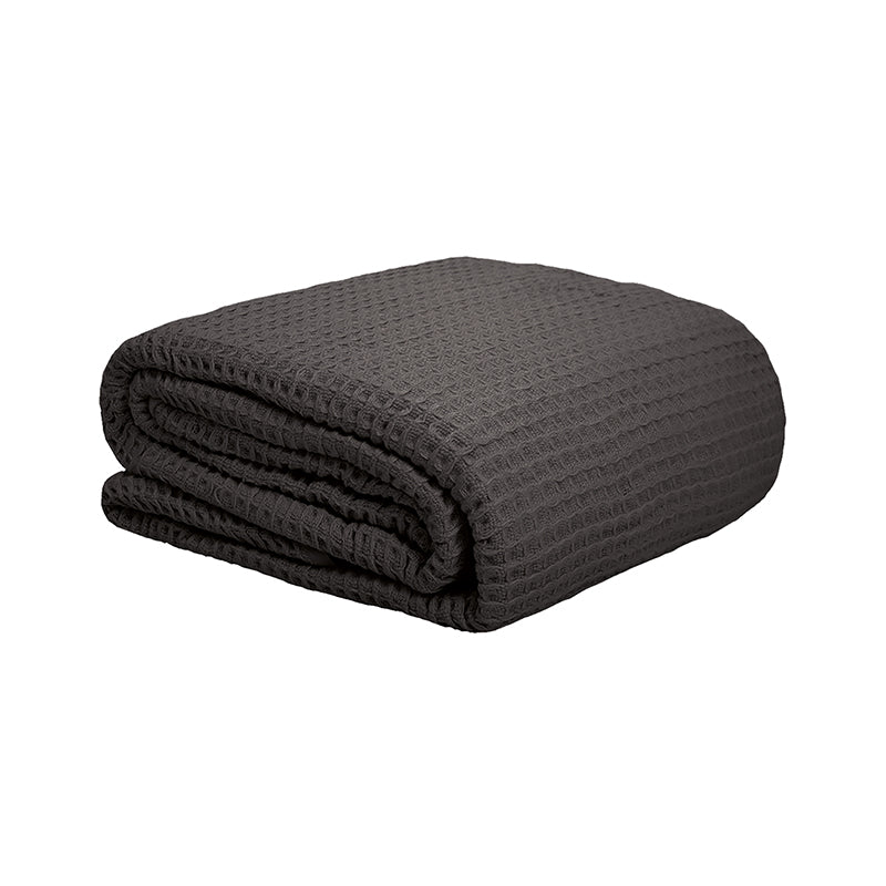 Waffle Weave Blanket Charcoal Queen / King- Bambury