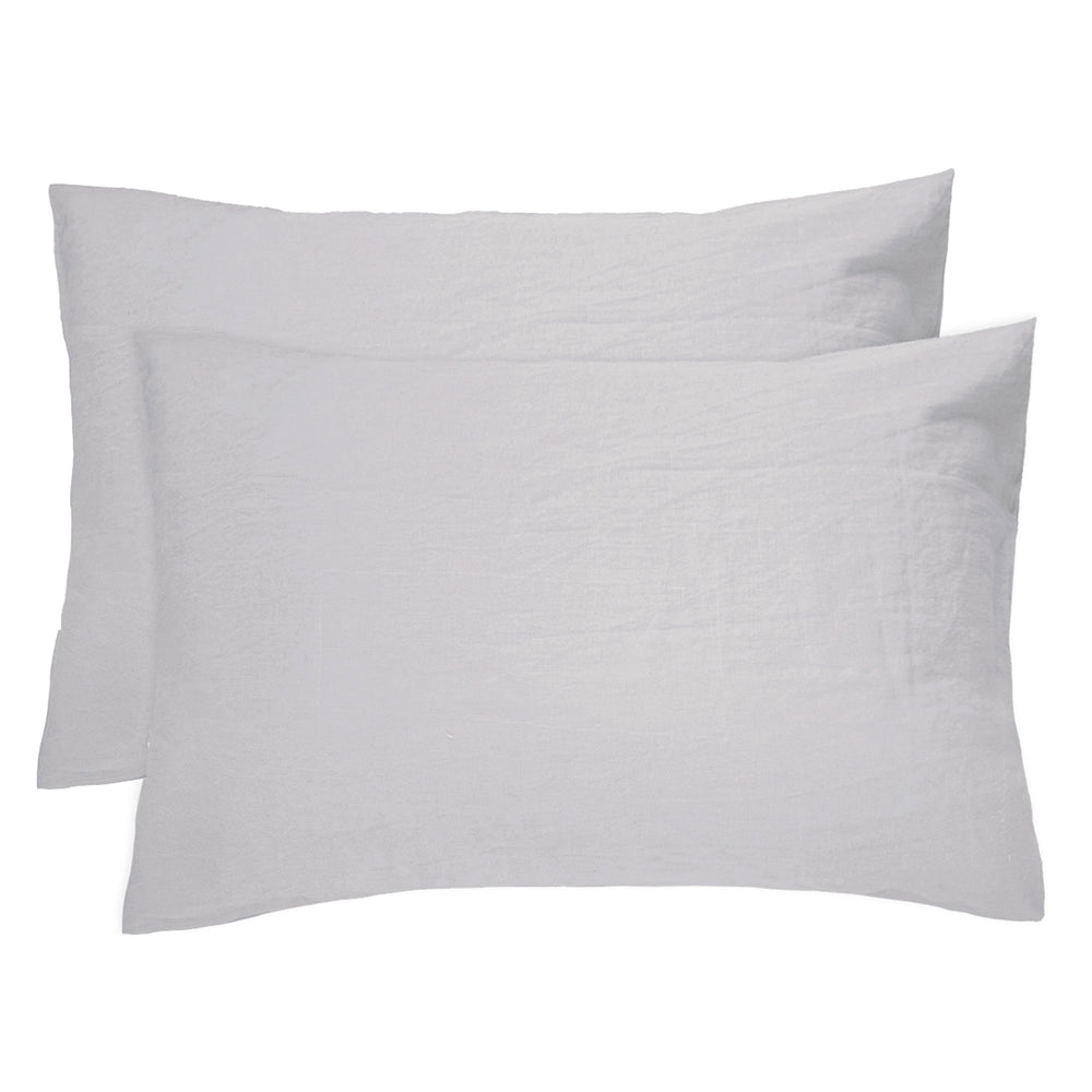 Linen Pillowcase Pair Silver- Bambury