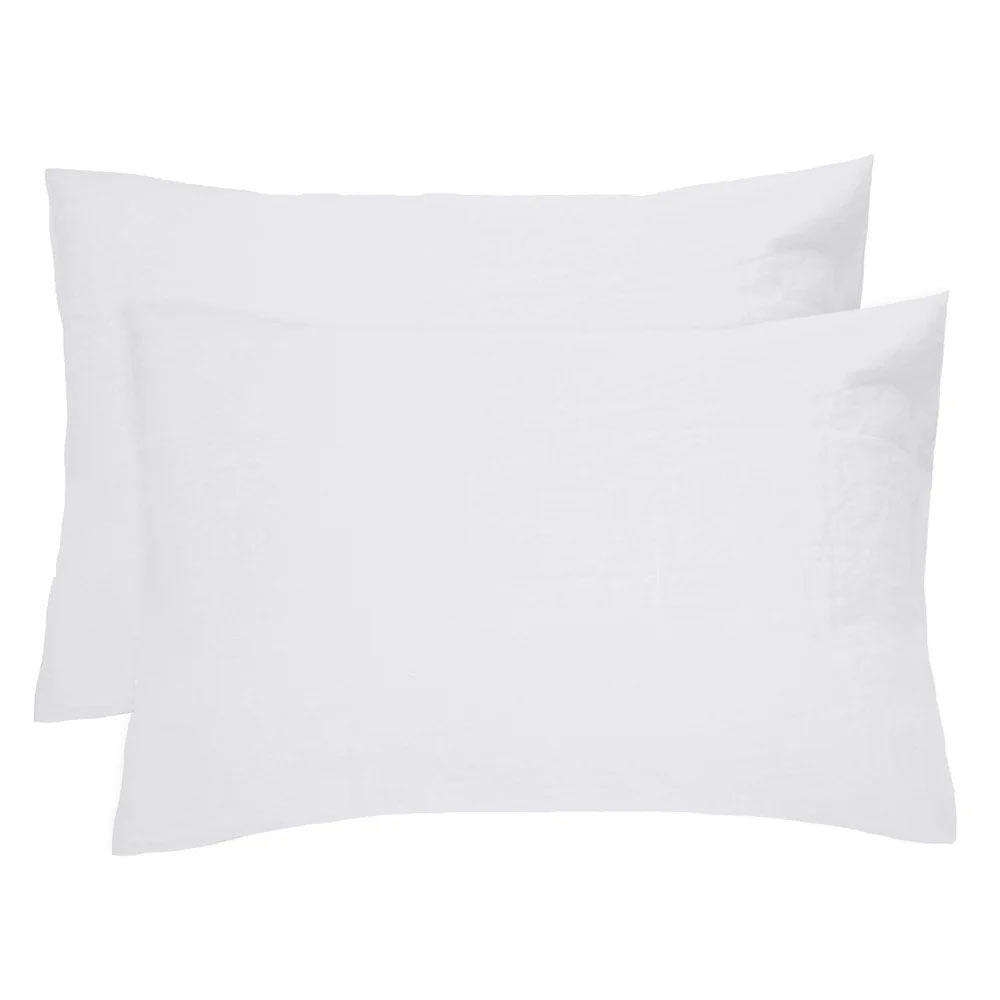 Linen Pillowcase Pair White - BAMBURY