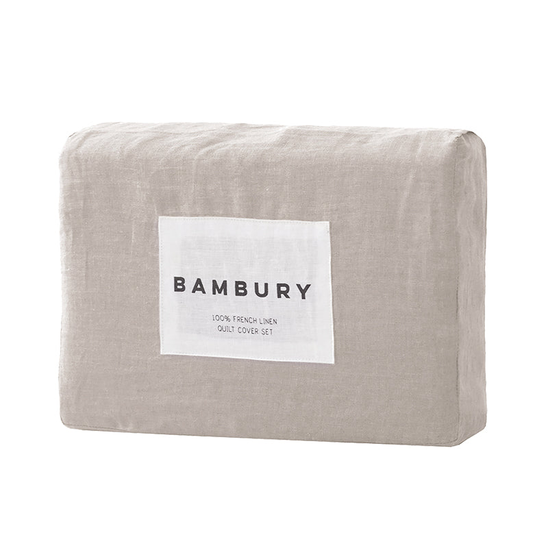 Super King Linen Quilt / Duvet Cover Set Pebble- Bambury