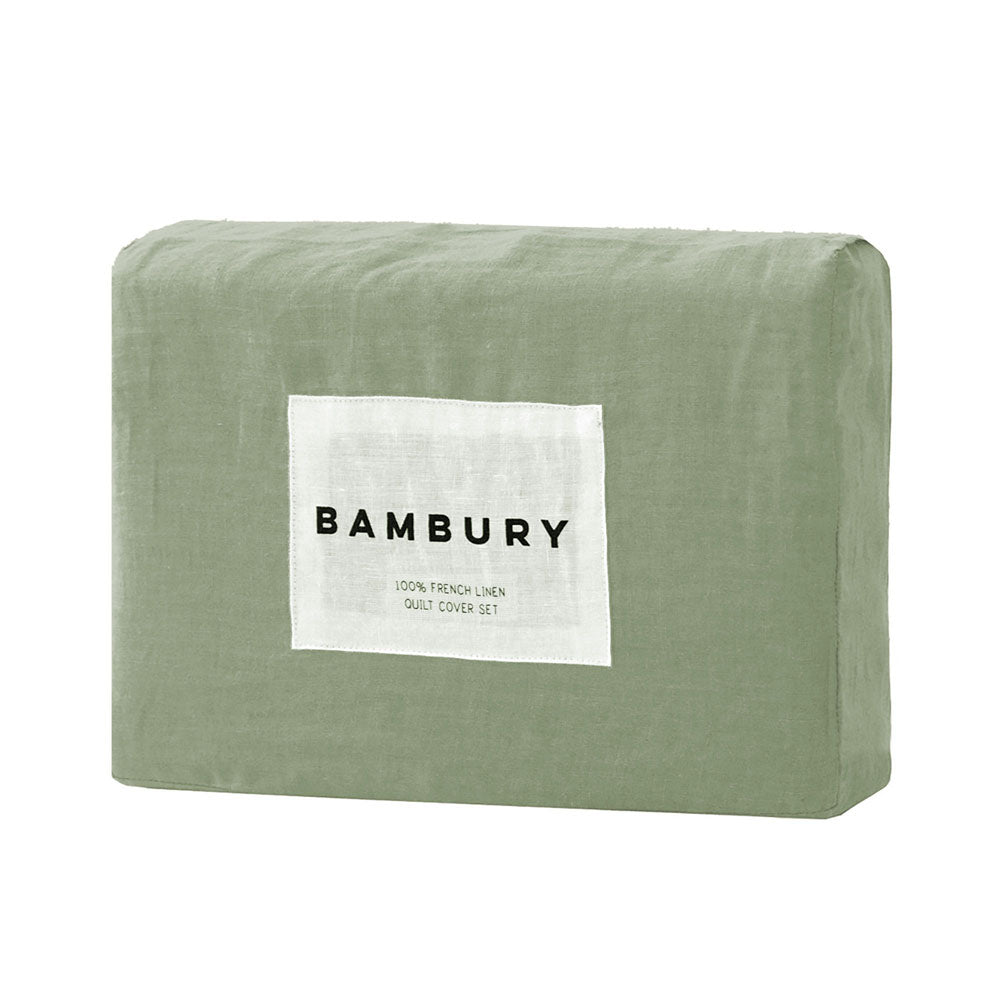 King Bed Linen Quilt / Duvet Cover Set Sage - BAMBURY