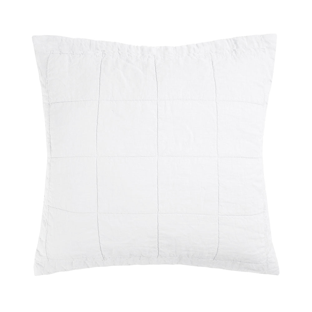 Linen Quilted Euro Pillow Sham Ivory- Bambury