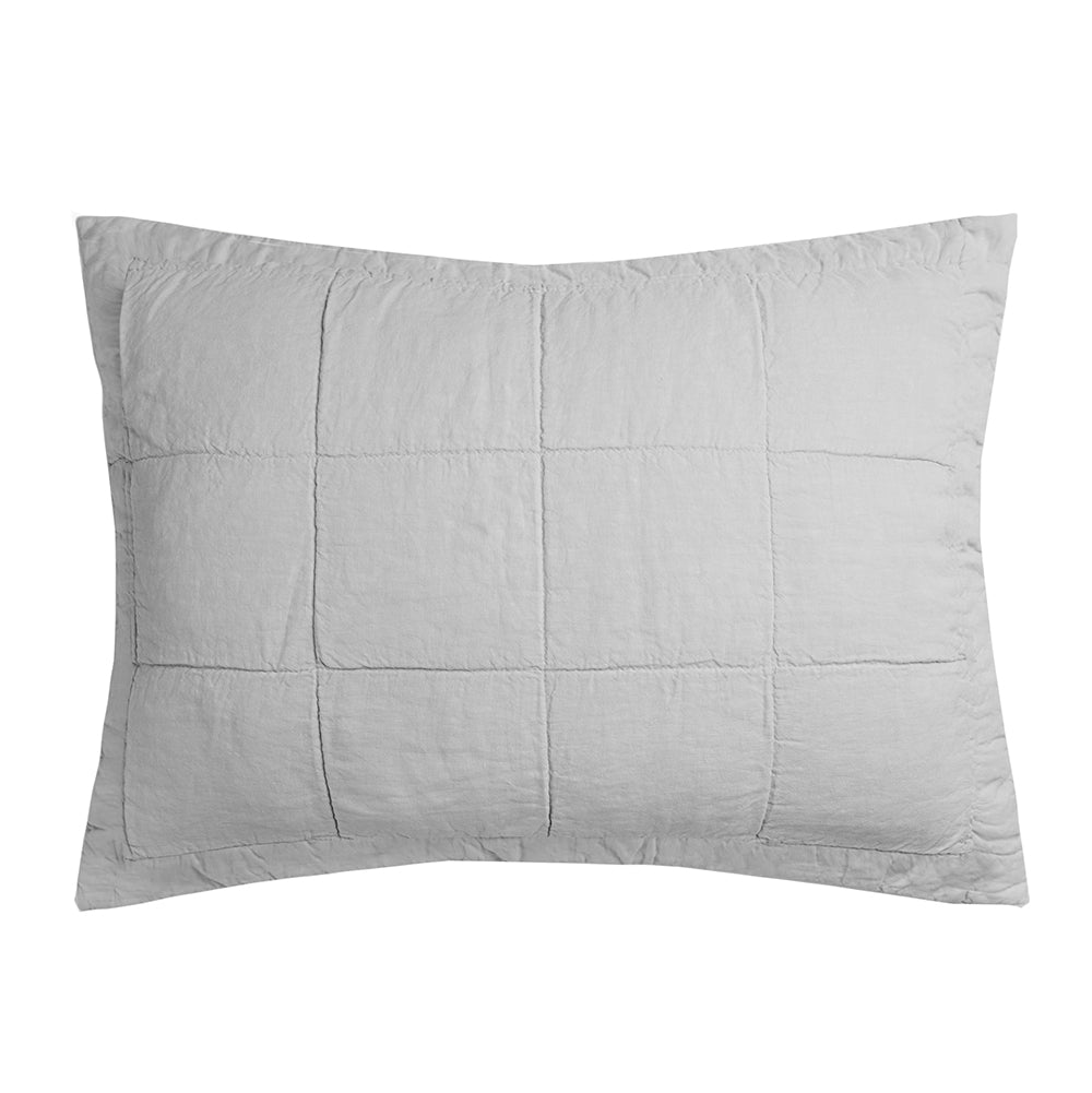 Linen Quilted Pillow Sham Silver- Bambury