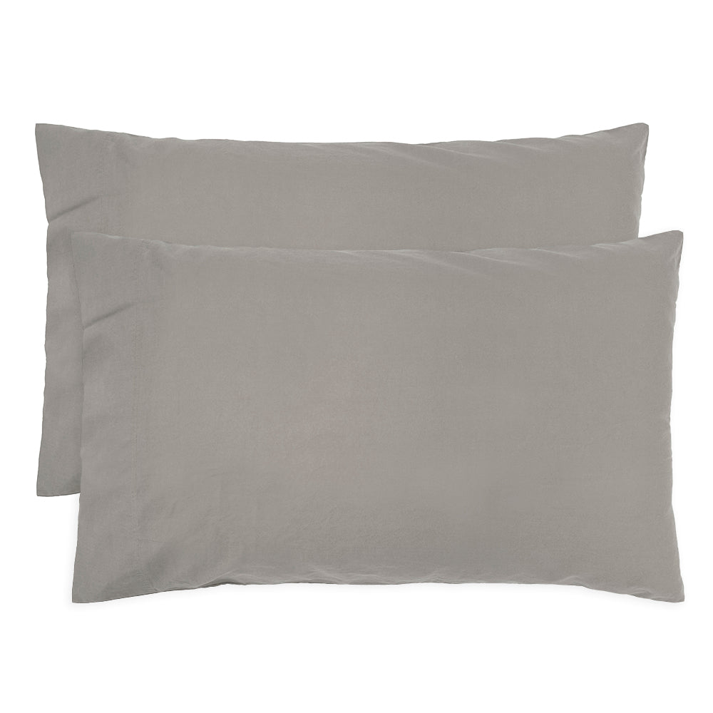 Std Temple Organic Cotton Pillowcase Pair Grey- Bambury