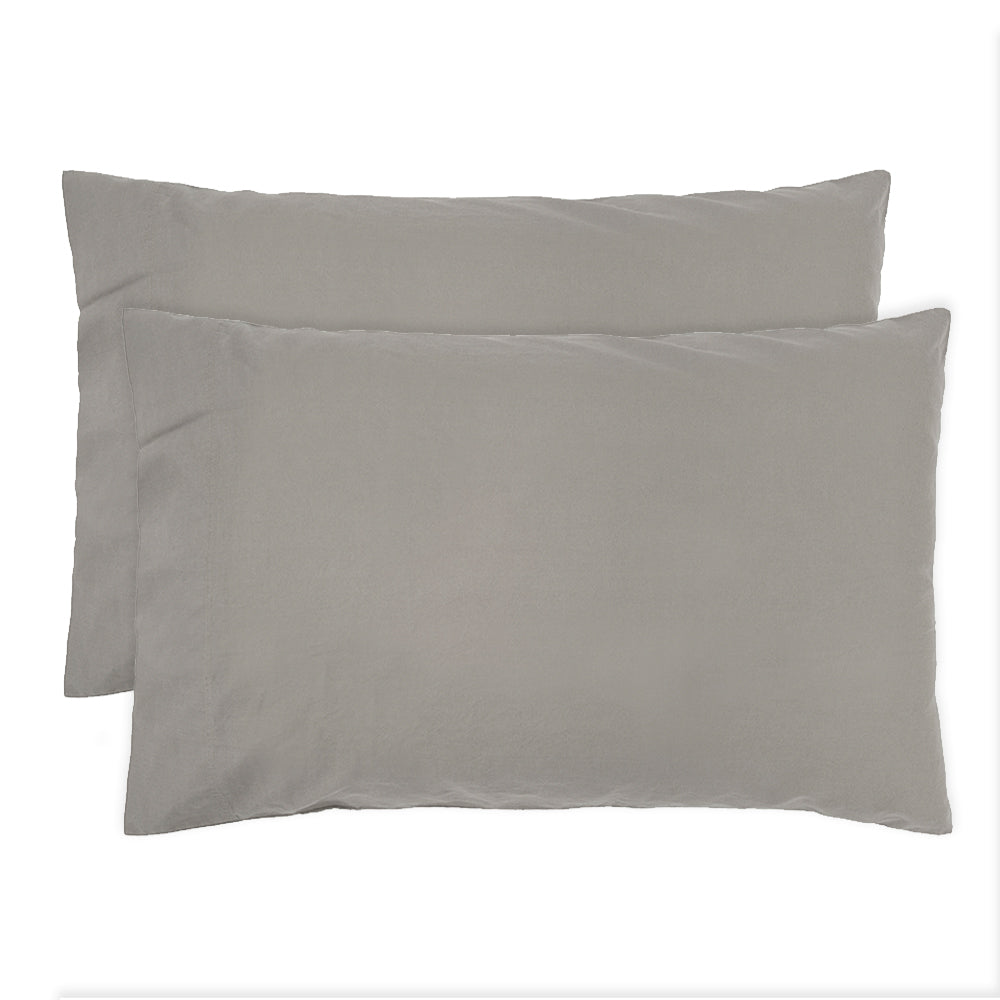 Std Temple Organic Cotton Pillowcase Pair Grey- Bambury