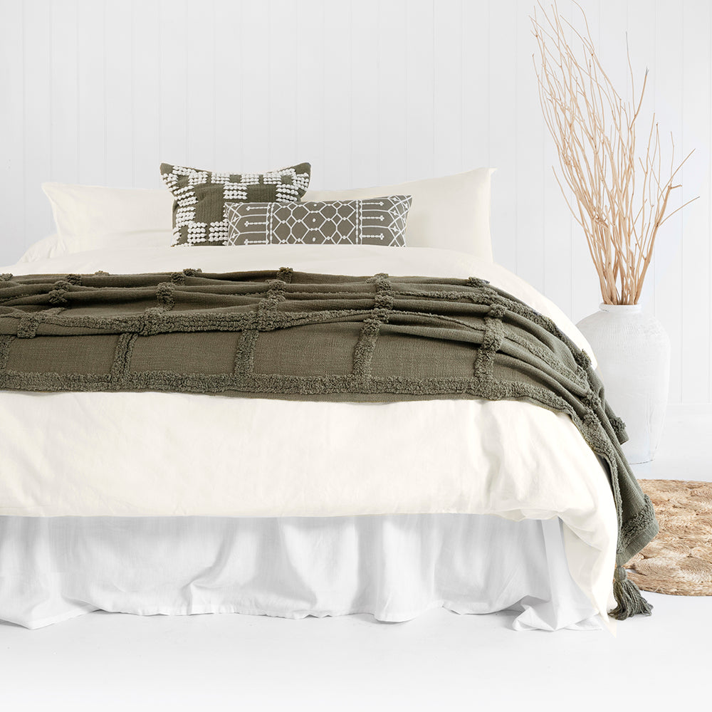 Queen Temple Organic Cotton Quilt / Duvet Cover Set Ivory- Bambury