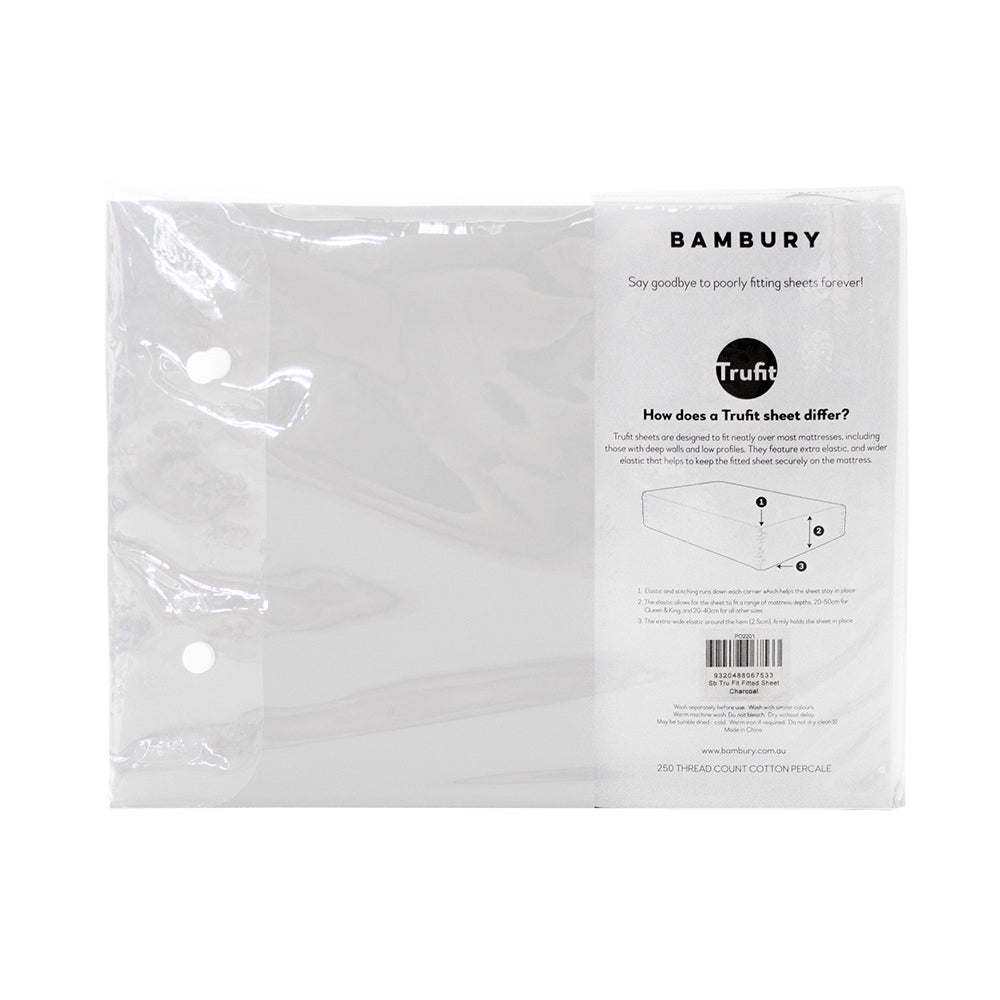 Queen Tru Fit Fitted Sheet White- Bambury