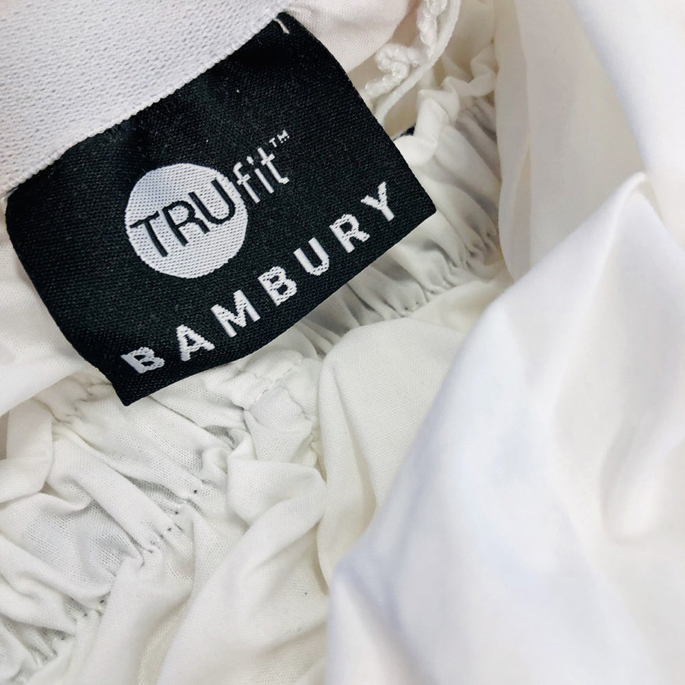 Queen Tru Fit Fitted Sheet White- Bambury