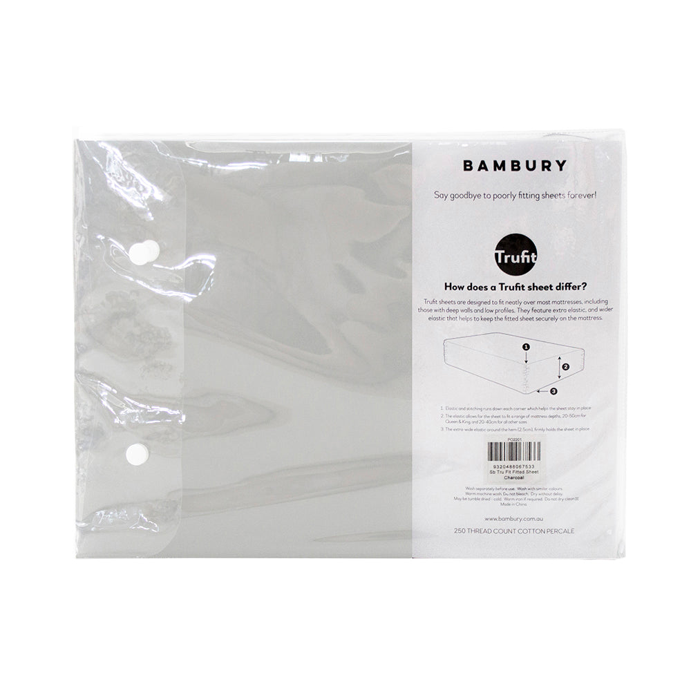 Single Tru Fit Fitted Sheet Silver- Bambury