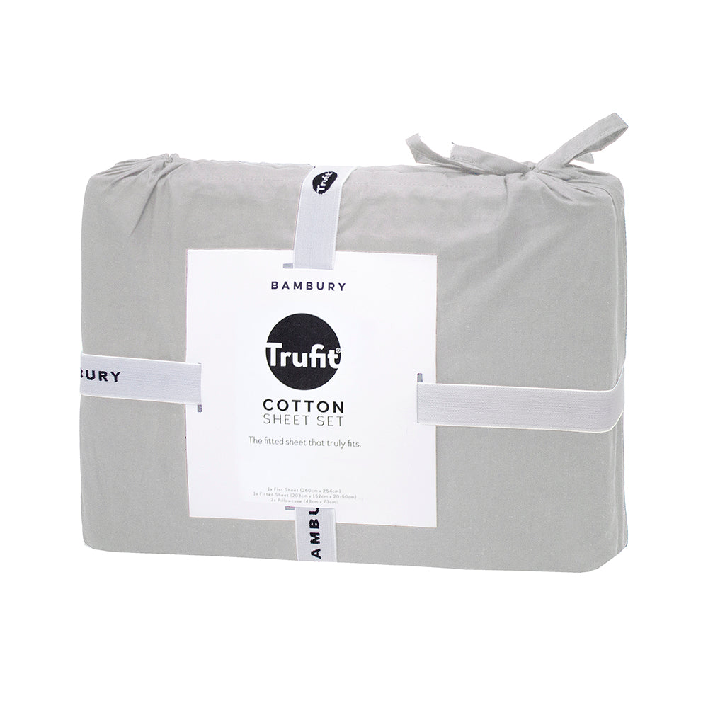 King Tru Fit Sheet Set Silver- Bambury