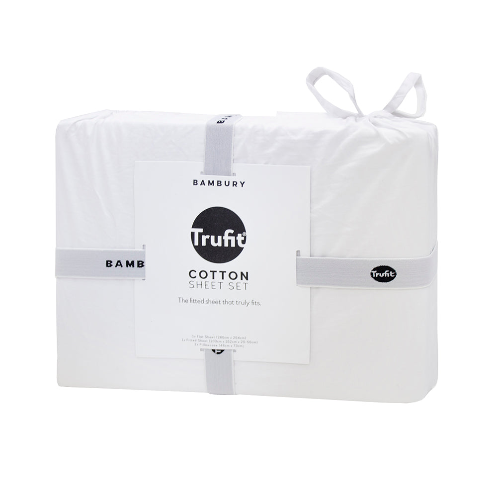 King Tru Fit Sheet Set White- Bambury