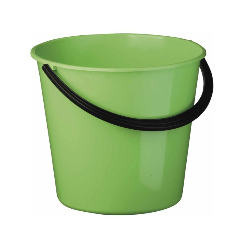 Durable 9.6-litre plastic bucket with a sturdy handle, ideal for cleaning, gardening, and organizing tasks.