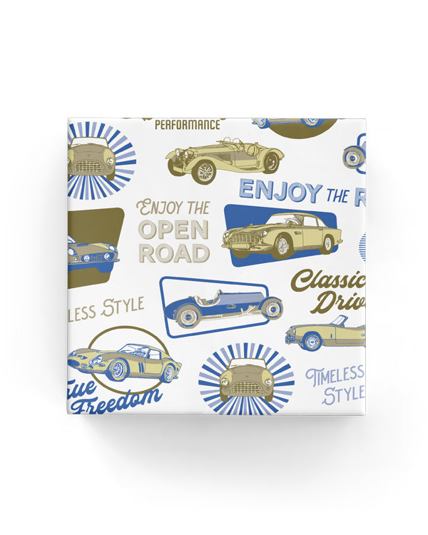 Wrap - Vintage Car Blue Olive (60cm x 40mtrs)