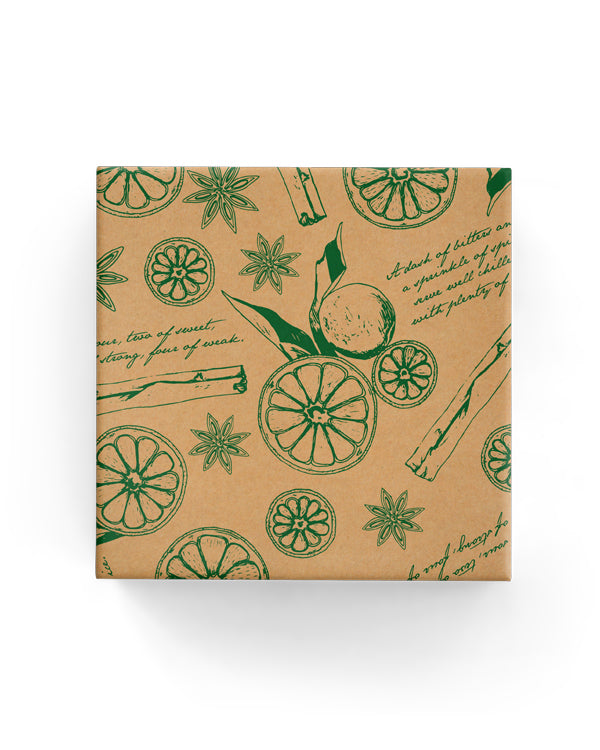 Wrap - Xmas Punch on Kraft Green (60cm x 40mtrs)
