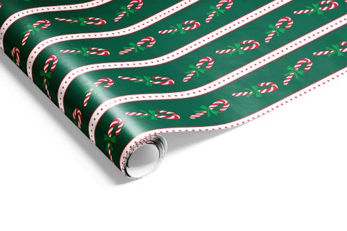 Gift Wrap - Candy Canes (Hunter Red Green)