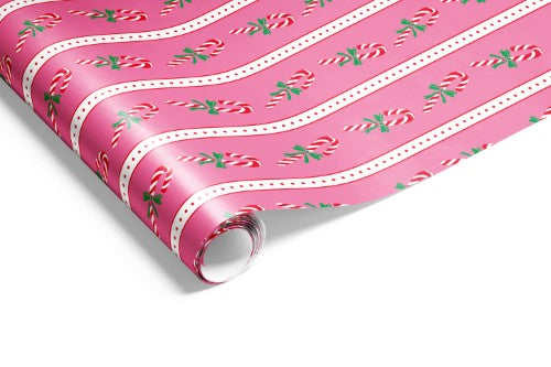 Gift Wrap - Candy Canes (Pink Red Green)