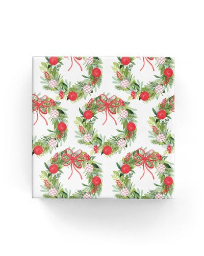 Gift Wrap - Watercolour Wreaths (Red)