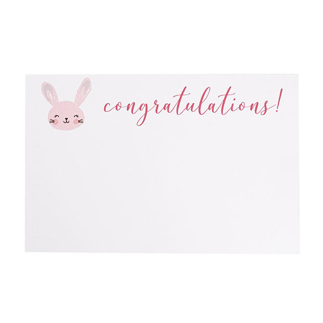 Cards White Congratulations Bunny Pink (10x6.5cmH) Pack 50