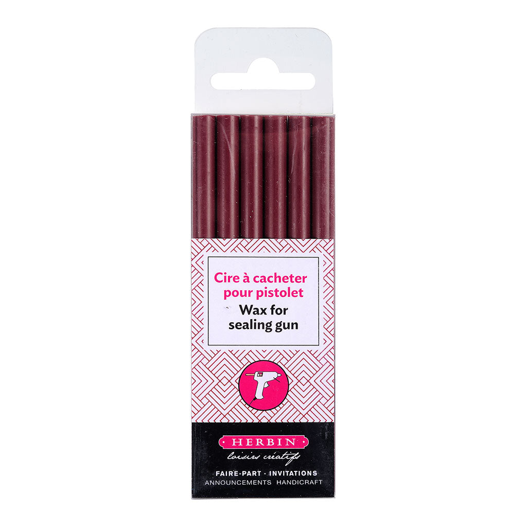 Herbin Wax Gun Sticks Burgundy, Pack of 6