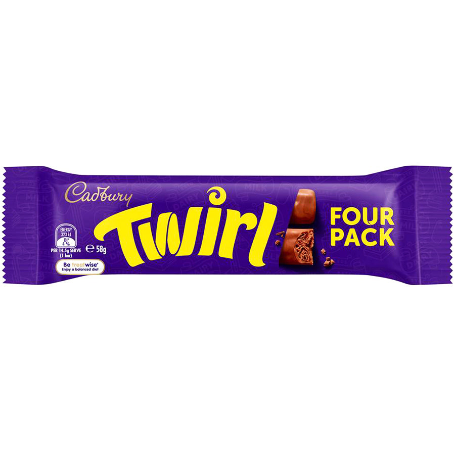 Cadbury Twirl Four Pack 58g - Box of 42 Packs
