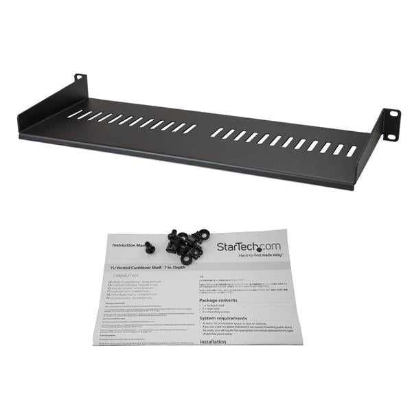 Vented 1U Rack Shelf - 18 cm (7 in.) Deep