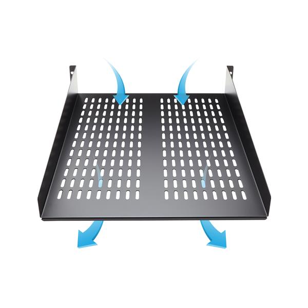 Fixed Server Rack Shelf - 2U 22in Vented Cantilever Shelf