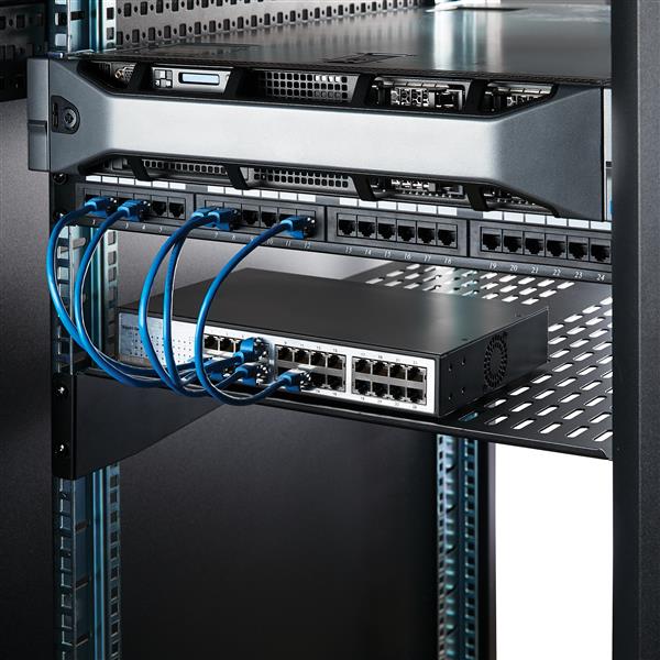 Fixed Server Rack Shelf - 2U 22in Vented Cantilever Shelf