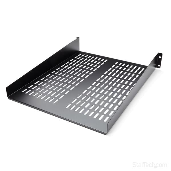 Fixed Server Rack Shelf - 2U 22in Vented Cantilever Shelf