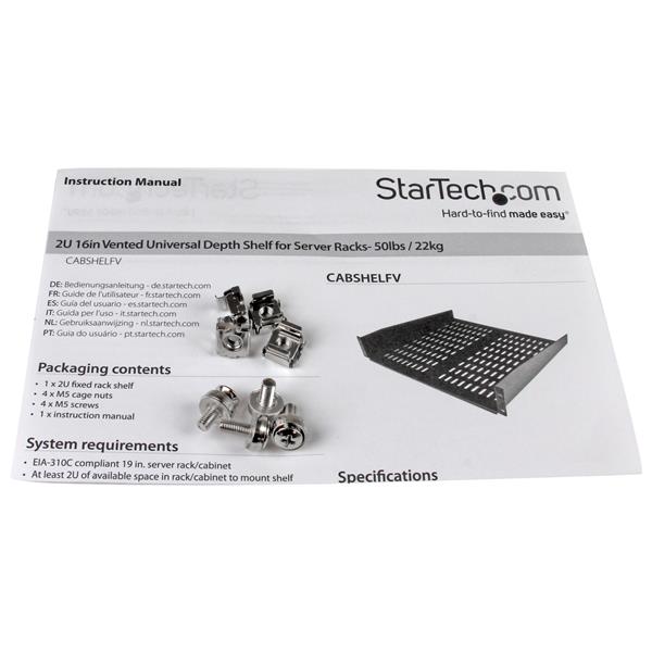 Universal Fixed Server Rack Shelf 2U Cantilever Shelf 50lbs 22kg