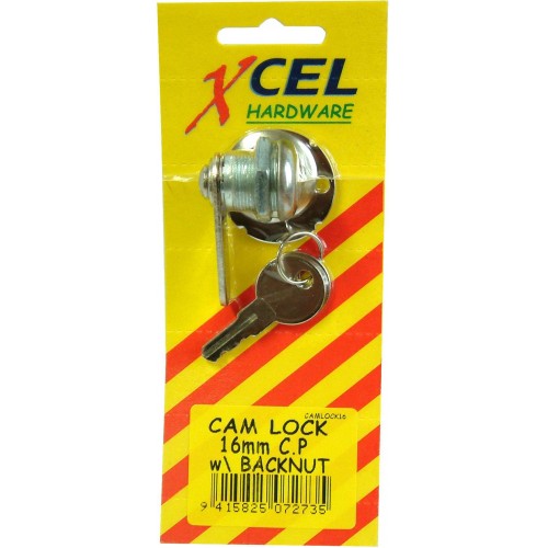 Cam Lock 16mm Xcel Chrome Plated With Backnut