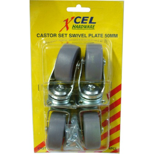 Castor Set Swivel Plate 50mm 4-Pce