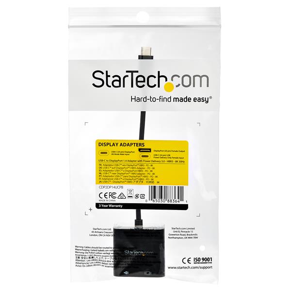 USB C to DisplayPort Adapter - Power Delivery - 8K 30Hz - HBR3