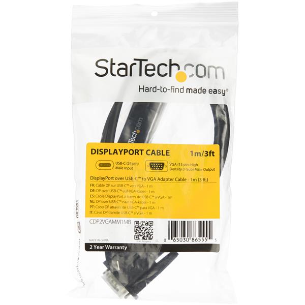 1 m USB-C to VGA Cable - 1920 x 1200 - Black